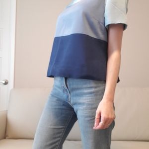 Blue button backed shirt